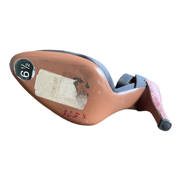 Alaia Grey Satin and Pink Crocodile Ankle Strap Heels. Size 6.5 NWOT NEVER WORN - Picture 7 of 9